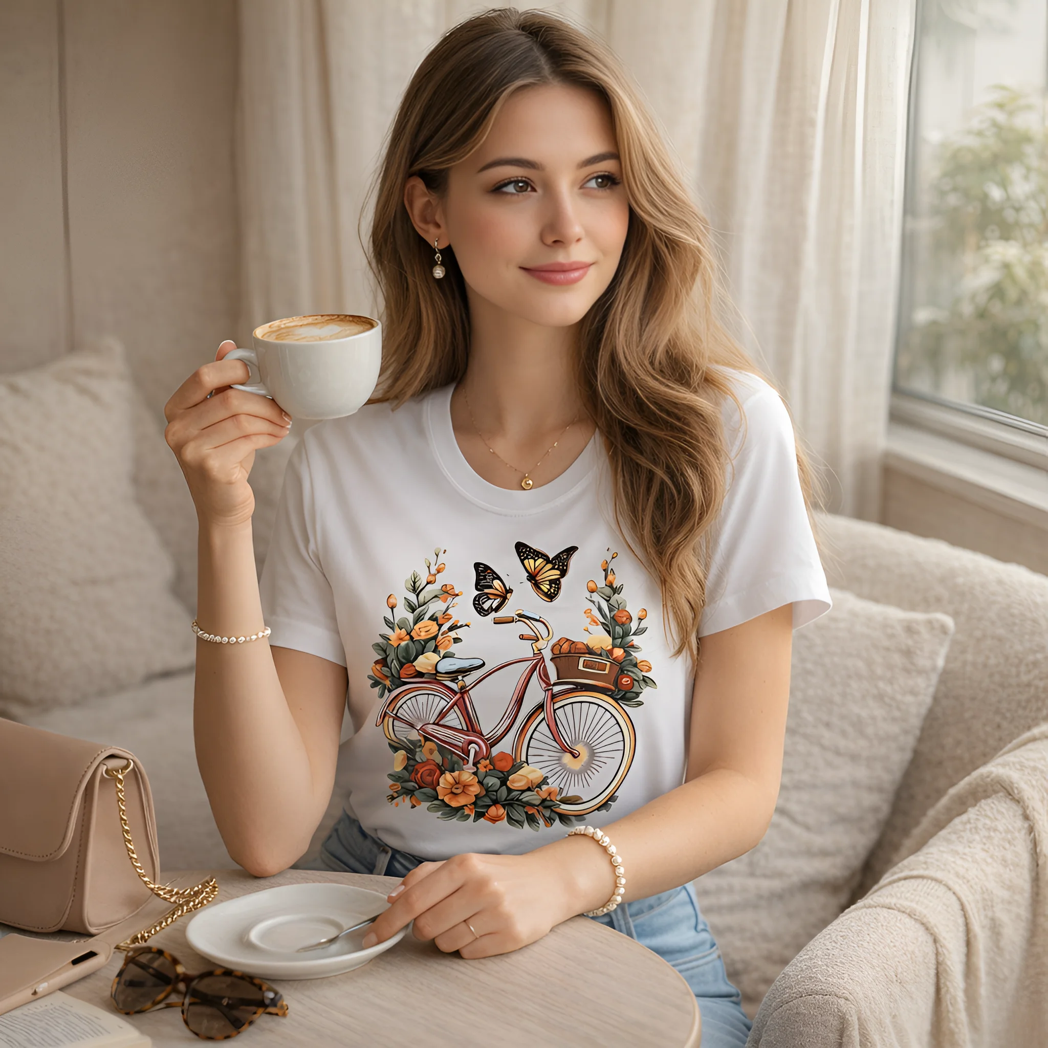 Blusa con estampado de alta precisión